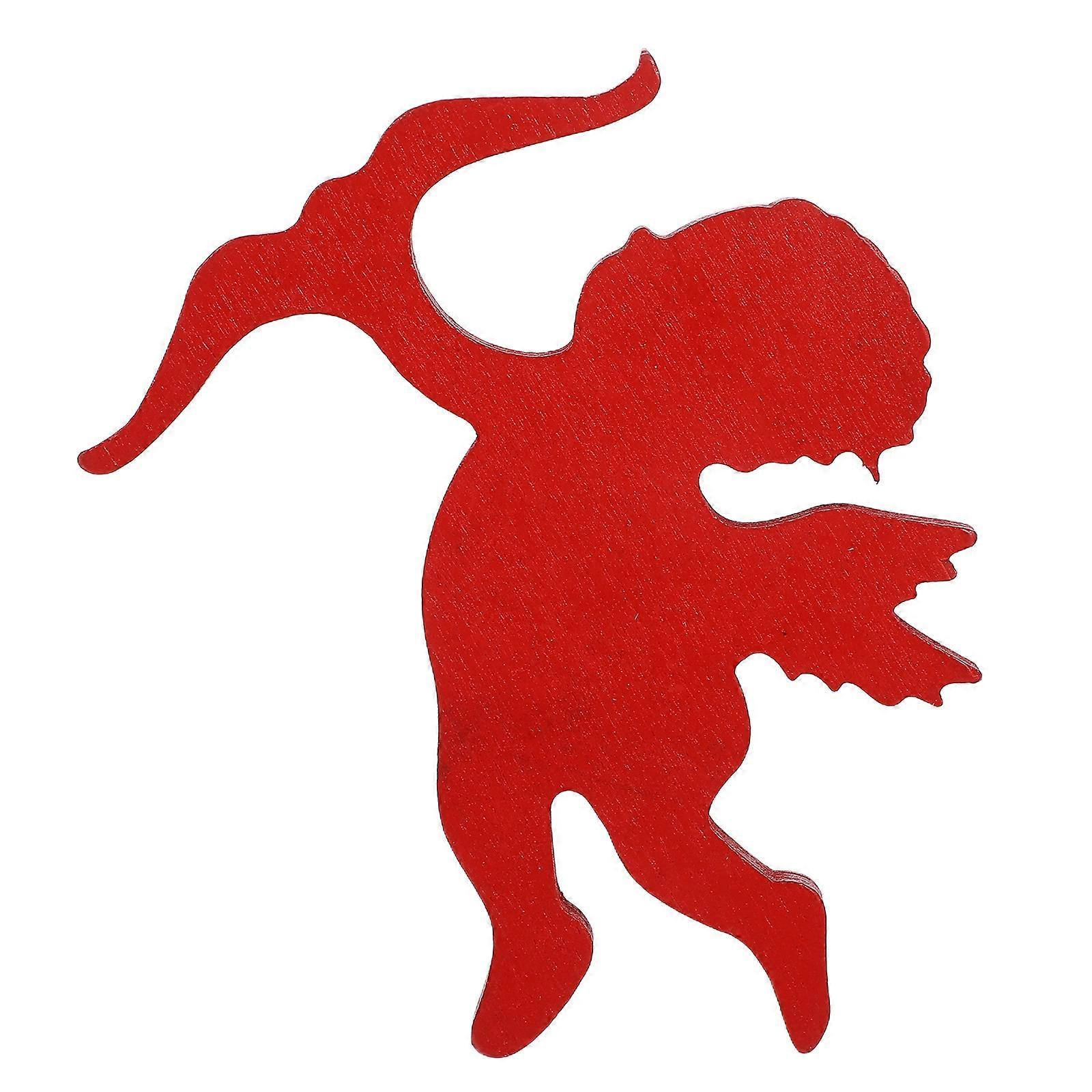 Tabletop Ornament Cupid Modeling Elegant Dining Table Decoration Red Wood Statue 1Set