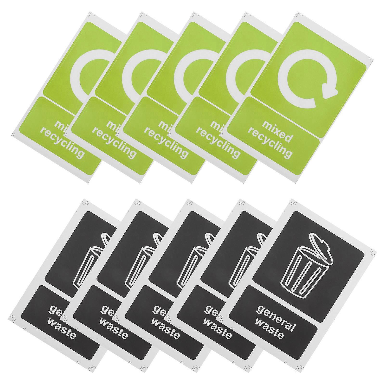 Outdoor Trash Can Decals with Recyclable Symbols Self Adhesive Garbage Bin Stickers for Waste Classification, Fade Resistant Labels for Public