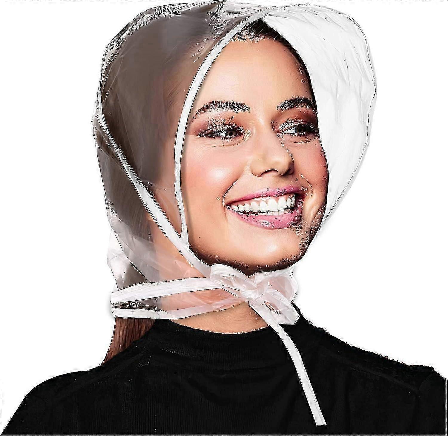 6 Pieces Rain Bonnet with Visor Clear Waterproof Rain Scarf Protect Hairstyle Plastic Rain Hats for Women Lady Rain Wear