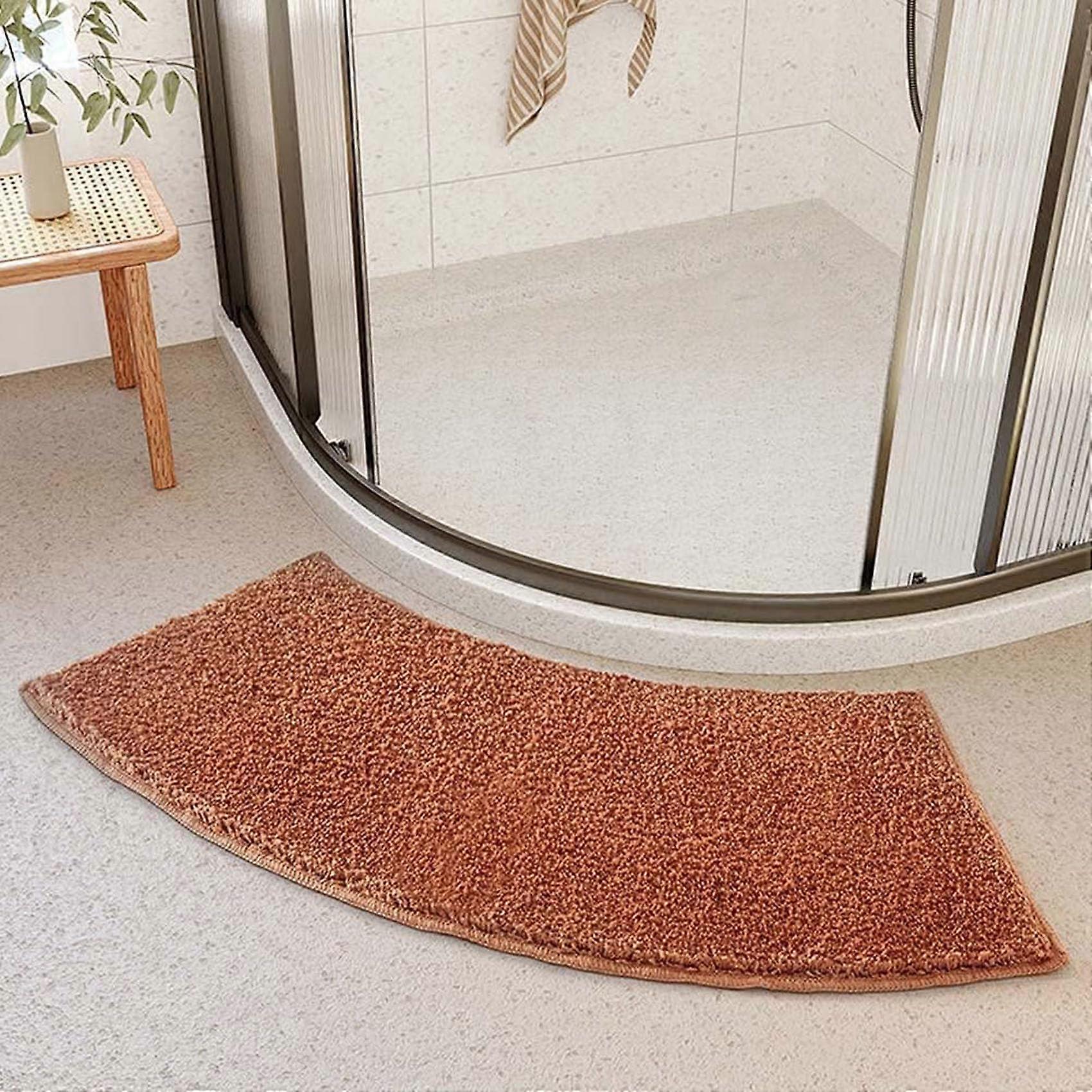 Rectangular curved bath mat, nonslip, moldresistant, fluffy microfiber, 100x40cm