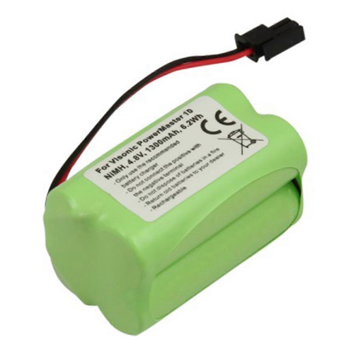 Battery for Visonic PowerMaster 10 Alarm Control Panel NiMH 4.8V 1300mAh 6.2Wh, Green