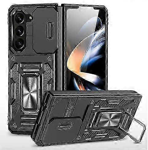 جراب سامسونج جالاكسي زد فولد 5 مع غطاء الكاميرا ومسند ، حامل دائري مدمج 360 دوران ، جراب واقي مغناطيسي جالاكسي زد فولد 5