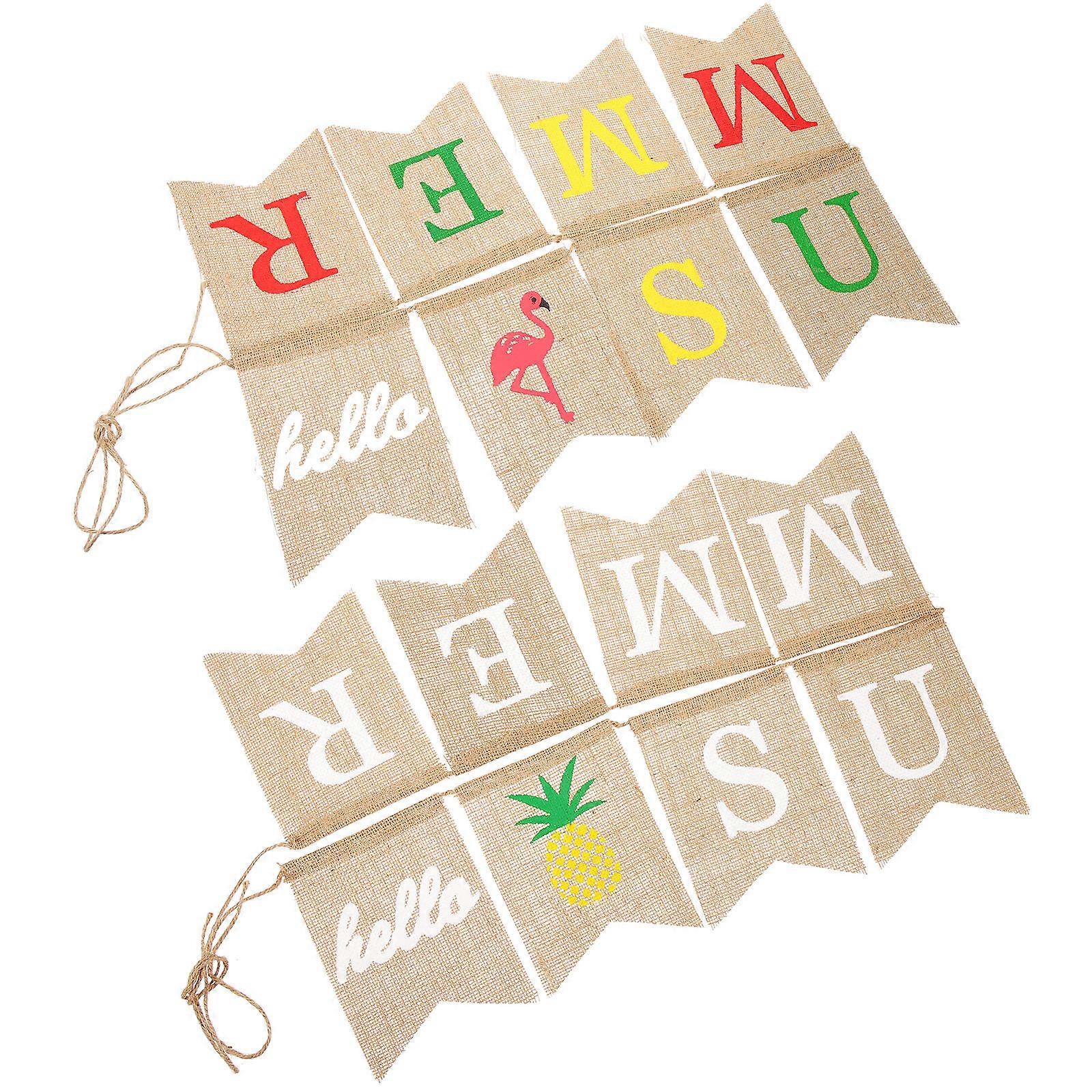 Burlap Bunting Party Bunting Decorations Swallowtail Shaped Assorted Color 17 X 13 X 0.1 Cm 2 Pcs