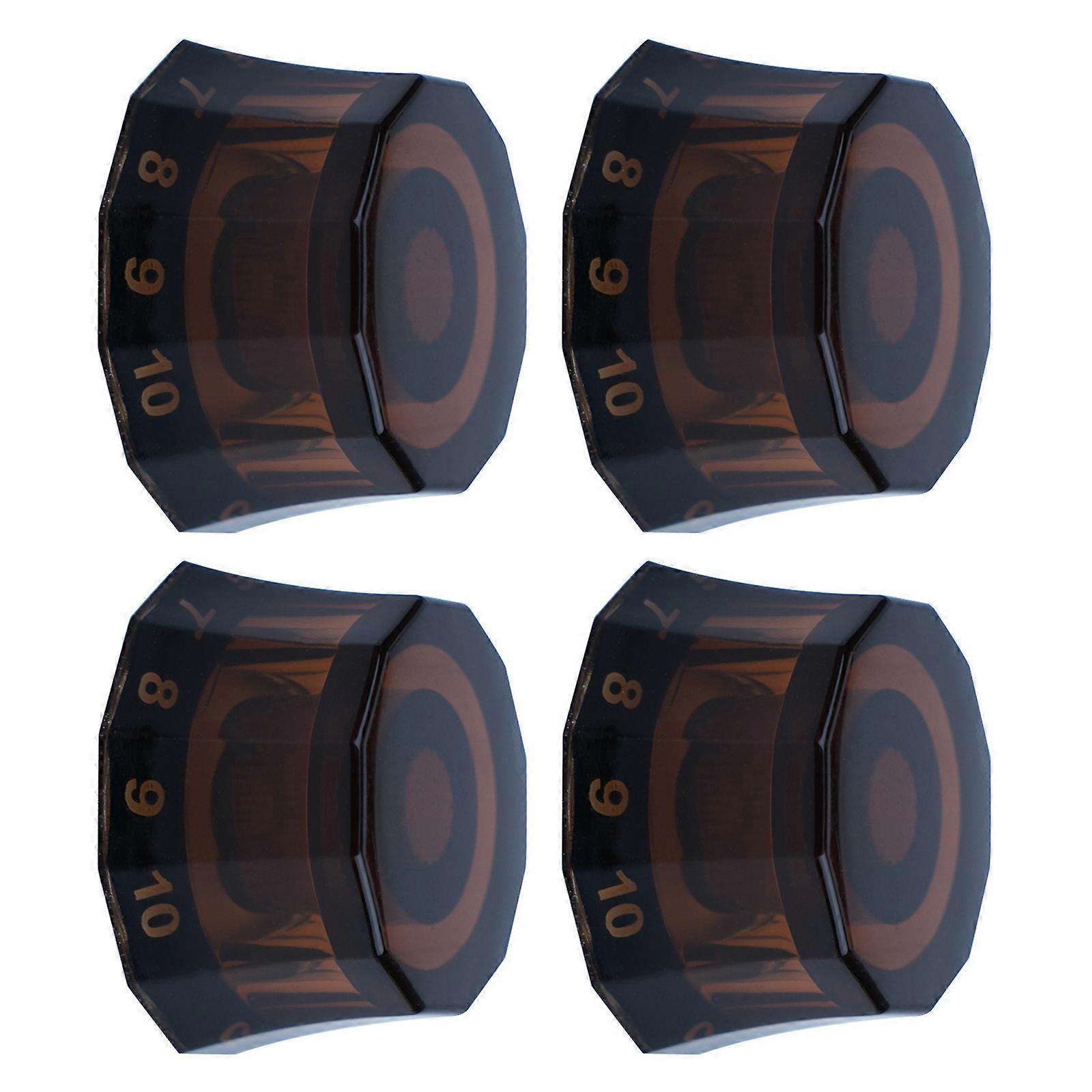 4Pcs Speed Control Knobs for Electric Bass Guitar Accessories, Guitar Knob Round Volumes Tone Control Knobs Replacement  Dark brown