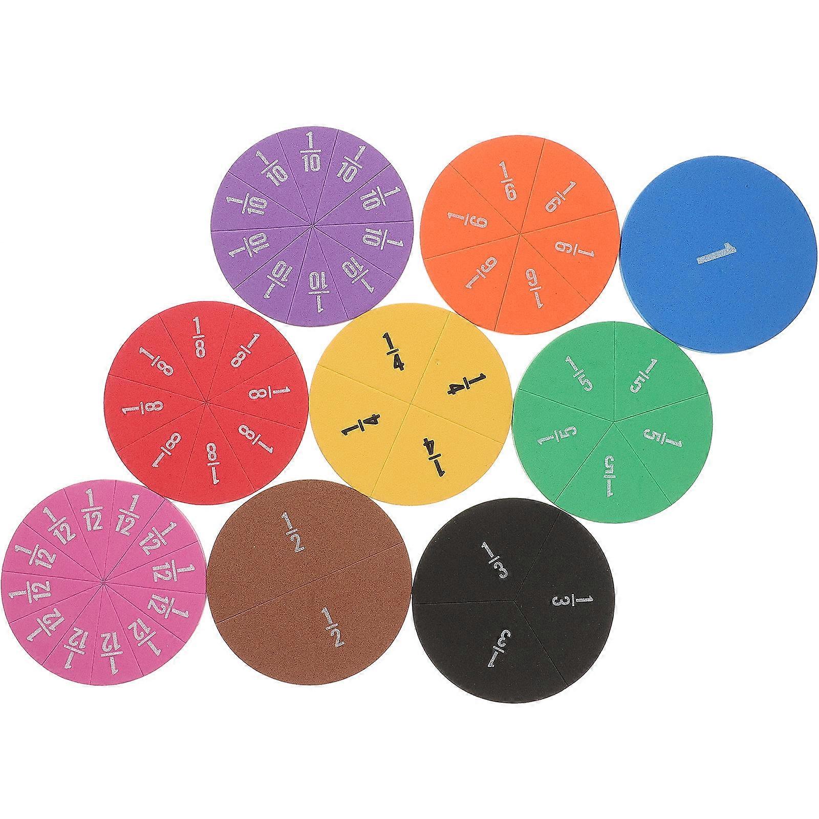 Fraction Learning Tiles 18pcs per Set in Assorted Colors Made of Durable EVA Sponge for Teaching