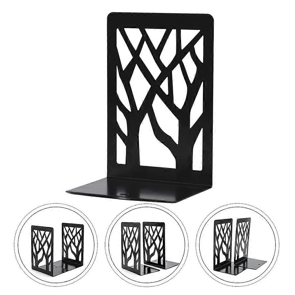 6Pcs Metal Bookends for Storage Simple Desk Organizer with Iron Base Black Color