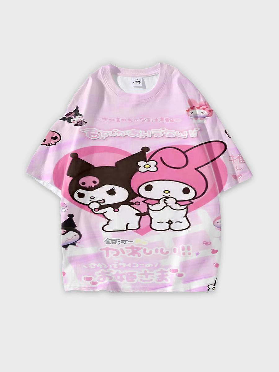 T-shirt round neck Cartoon Pattern loose short sleeve B81