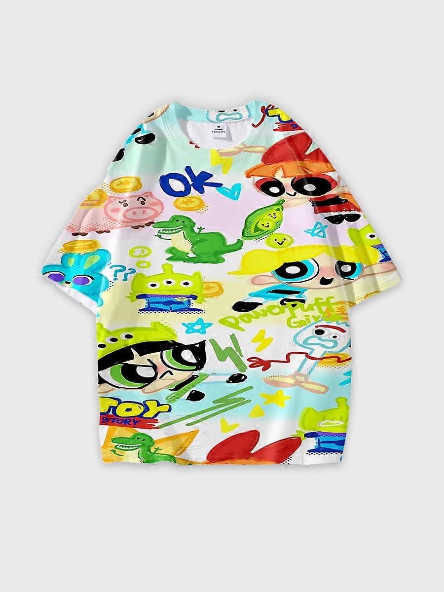 T-shirt round neck Cartoon Pattern loose short sleeve C331