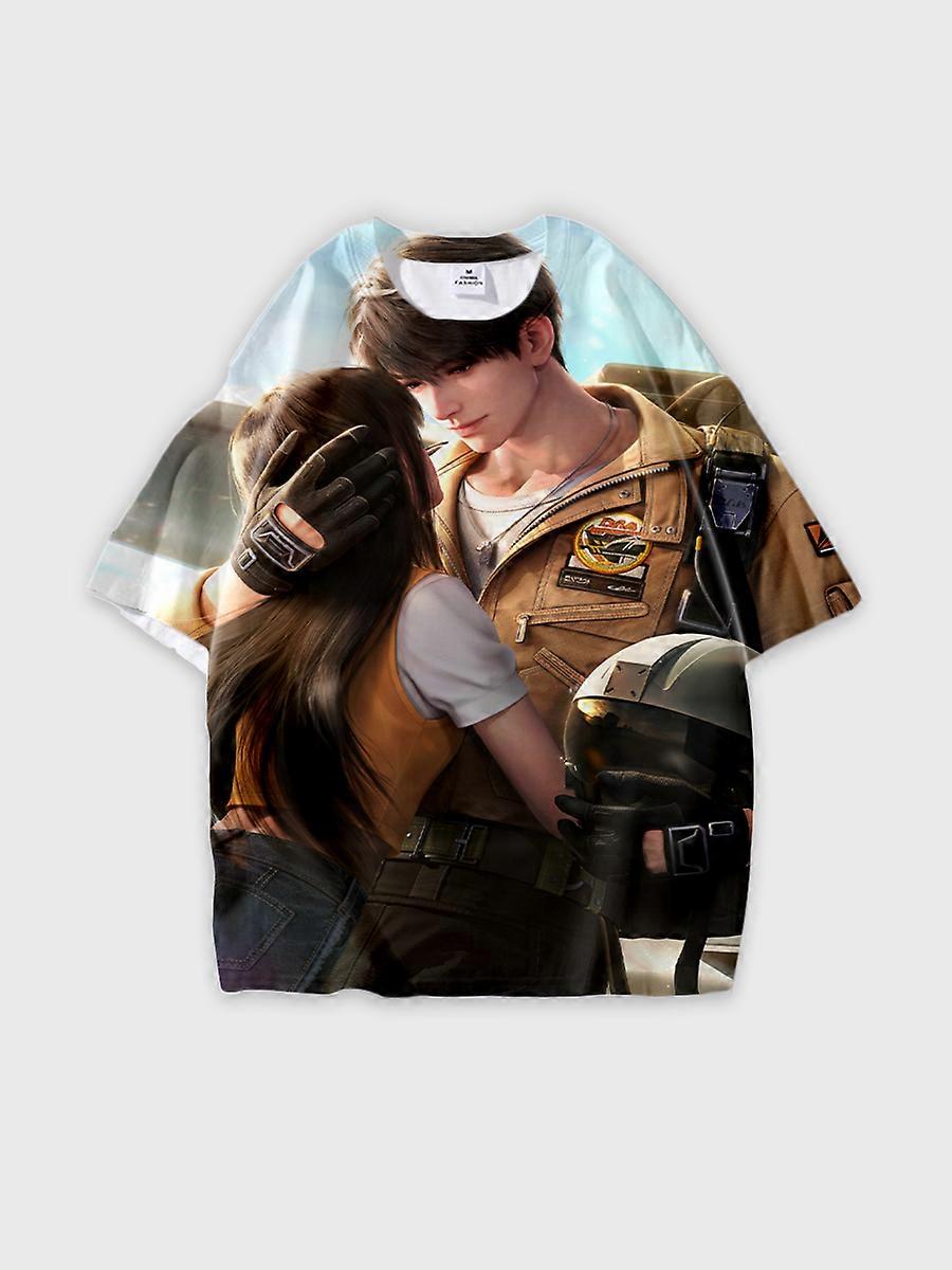 T-shirt round neck Role Pattern loose short sleeve E217