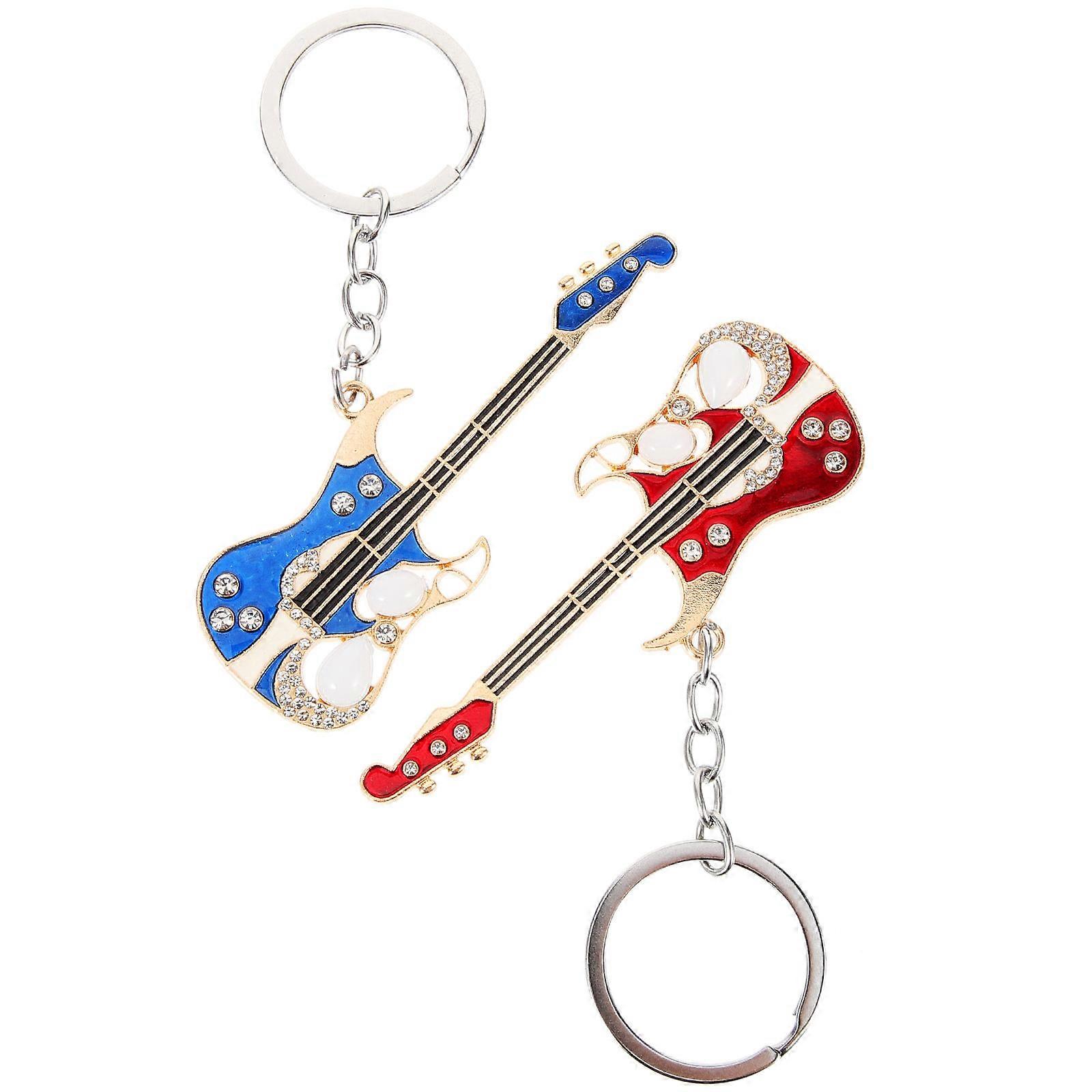 Guitar Keychain Made of Zinc Alloy for Key Use Assorted Color Small Size Lightweight and Durable