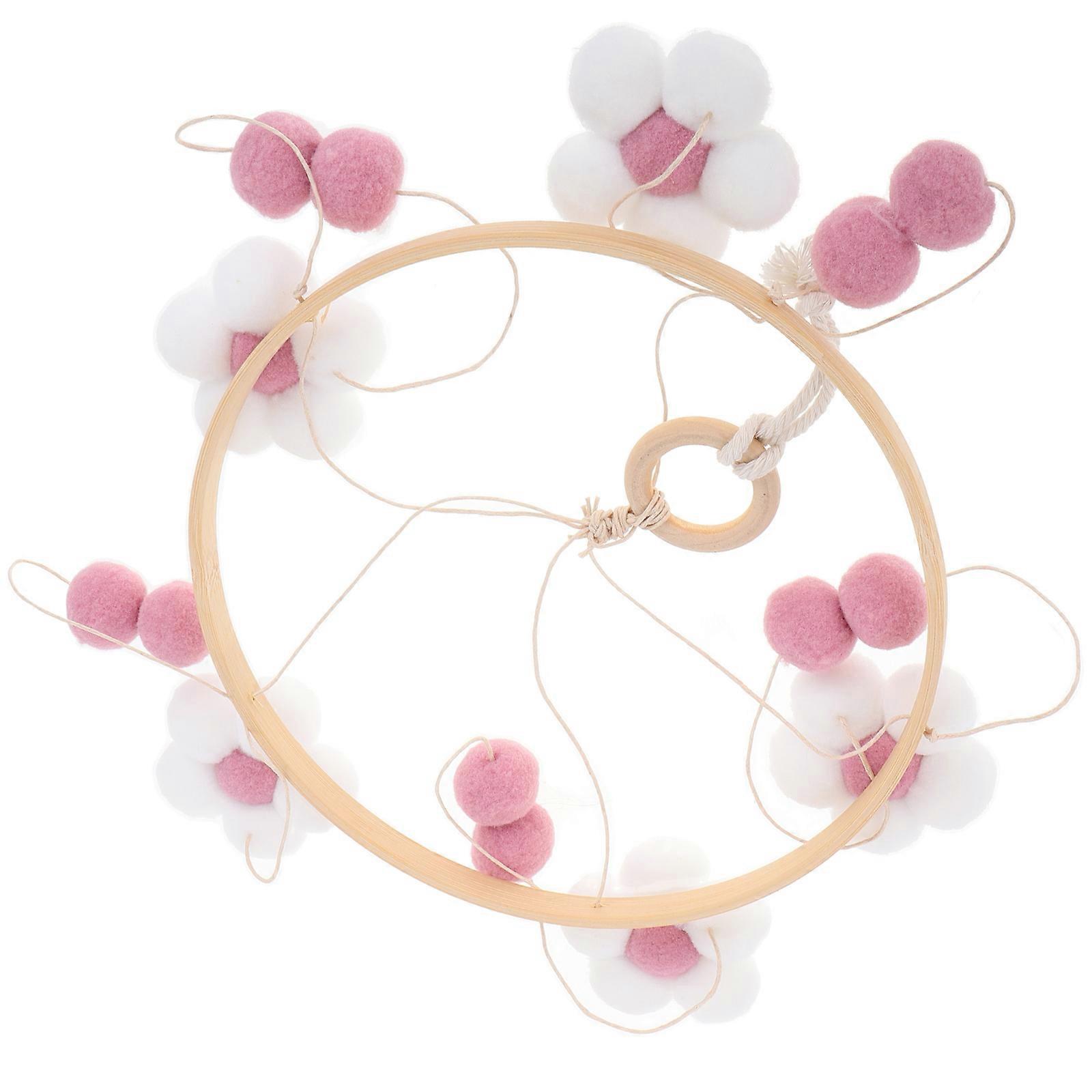Boho Flower Pom Crib Mobile with Calming Bell Melodies for Versatile Hanging in Nurseries and Retail Spaces
