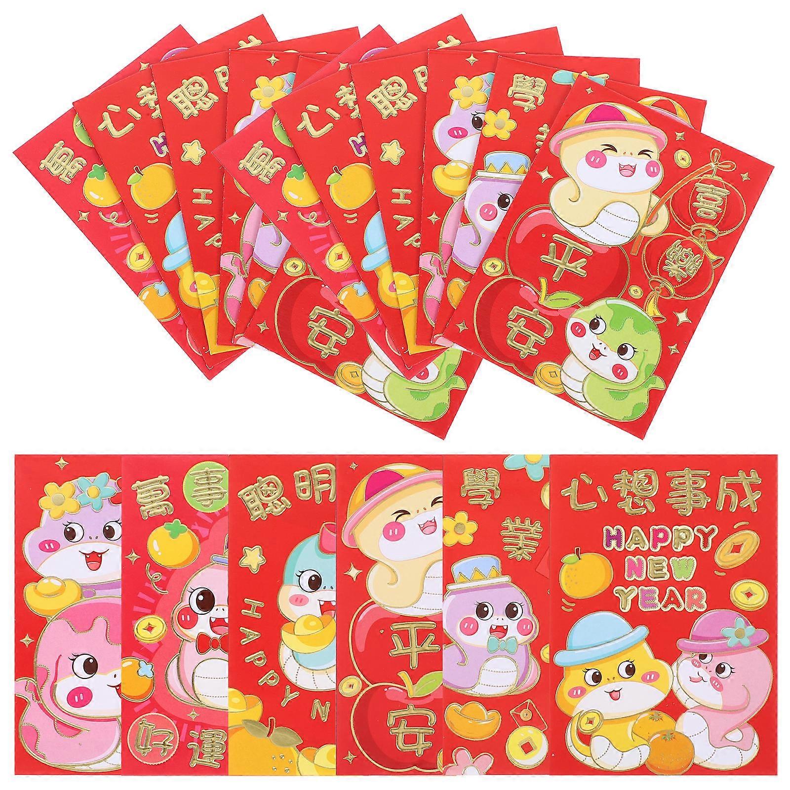 Lunar New Year Decorations 60Pcs Assorted Color Paper Large Capacity Red Envelopes for Packing Use