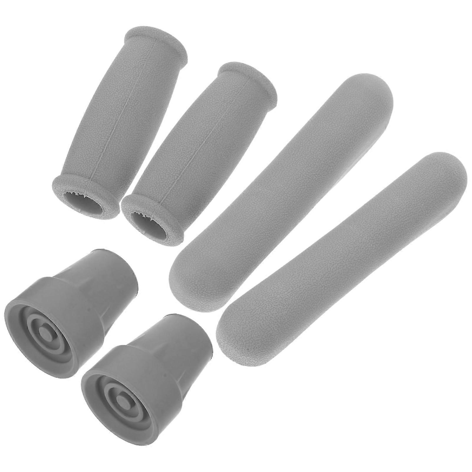 6piece crutch pads and handles with nonslip rubber feet, forearm cushions, and grip pads for crutches and walking sticks for support.