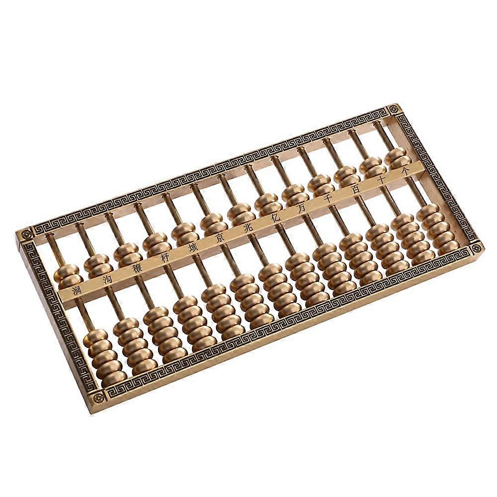 Chinese Brass Abacus Small Ornaments, Brass Decoration, Chinese Calculator Mathematical Calculation Tool, 15.3X6.3cm, Gold
