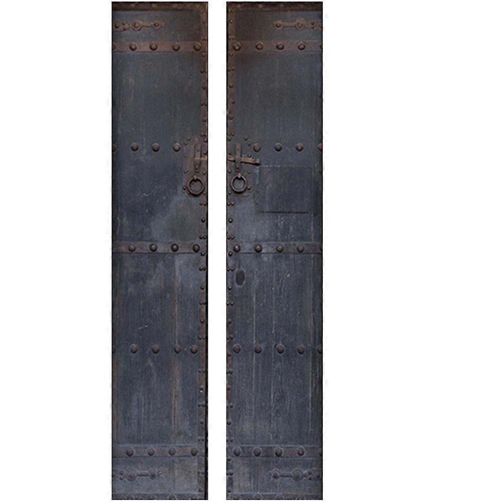 Rusty Metal Door Wallpaper 3D Simulation Self Adhesive Room Renovation Decorative 200x77cm 2Pcs