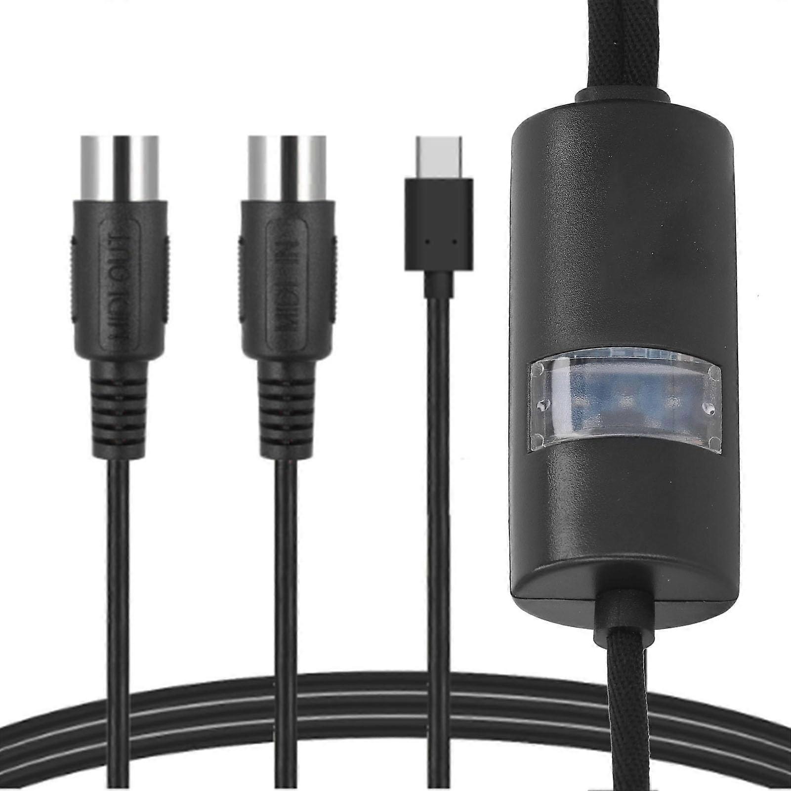Type C MIDI Cable, 5 Pin Type C to MIDI Interface Adapter for Keyboard, Piano, PC 1.5M