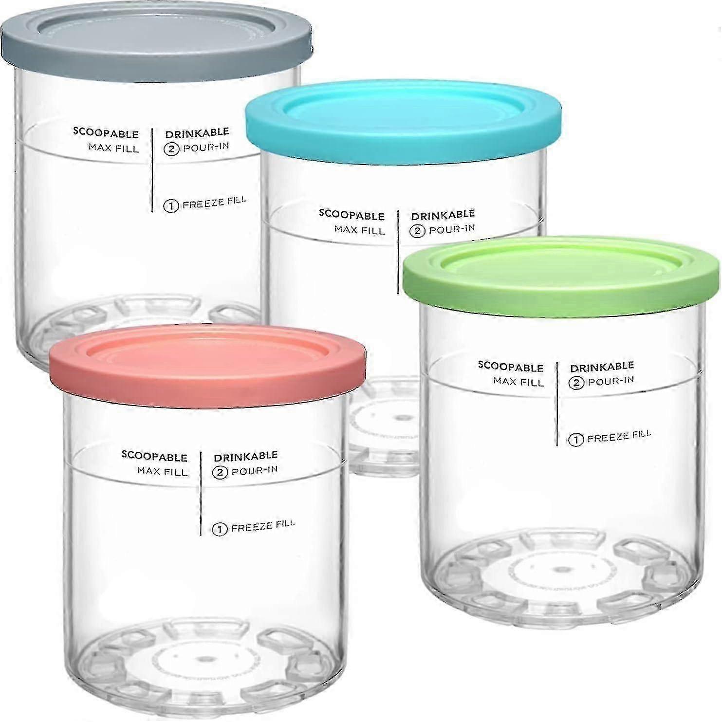 For Ninja Creami Deluxe Pints And Lids, 4pcs Replacement Pints And Lids Compatible With Ninja Nc501 Nc500 Series Ice Cream Maker