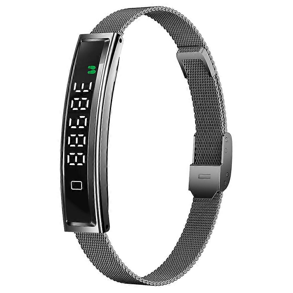 B3防水スリムブレスレットスマートリストバンド女性用ヘルスモニターフィットネストラッカー、ミラノスチールストラップ変色
