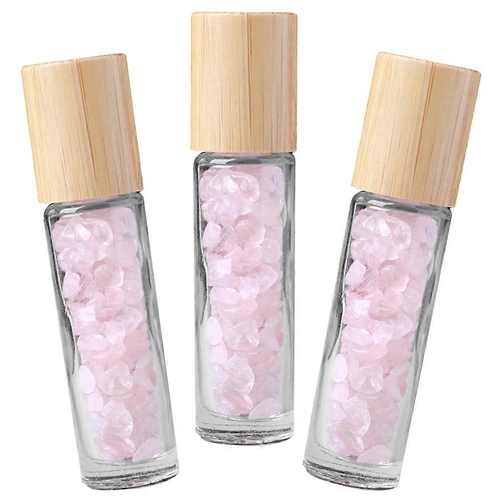 3Pcs Clear Roller Bottles Essential Oil Storage Crystal Design Pink 8.7x2cm Perfect For DIY Beauty Liquids For Women