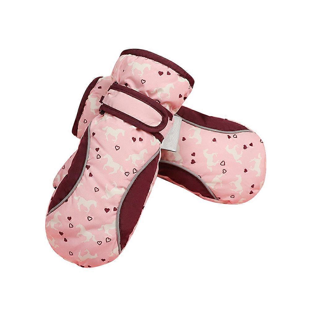 כפפות סקי לילדים לחורף ספורט בחוץ צבע ורוד מתאים לגילאי 2 עד 5 זוג אחד