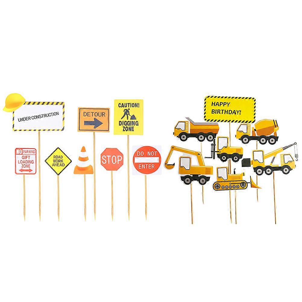 Construction Themed Dessert Toppers with Assorted Color Paper Props for Party Use 150 Pcs