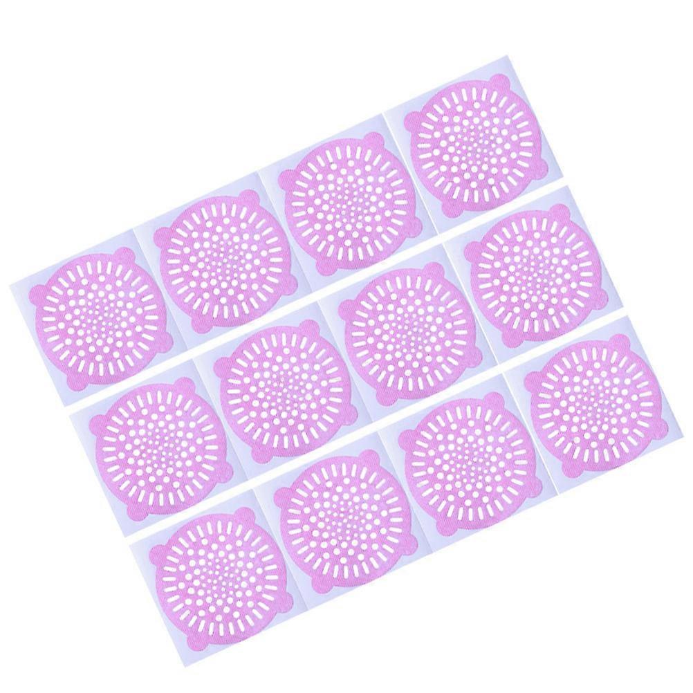 30pcs Disposable Drain Hair Filters in Pink for Bathroom with Fine Mesh and Back Adhesive 10cm