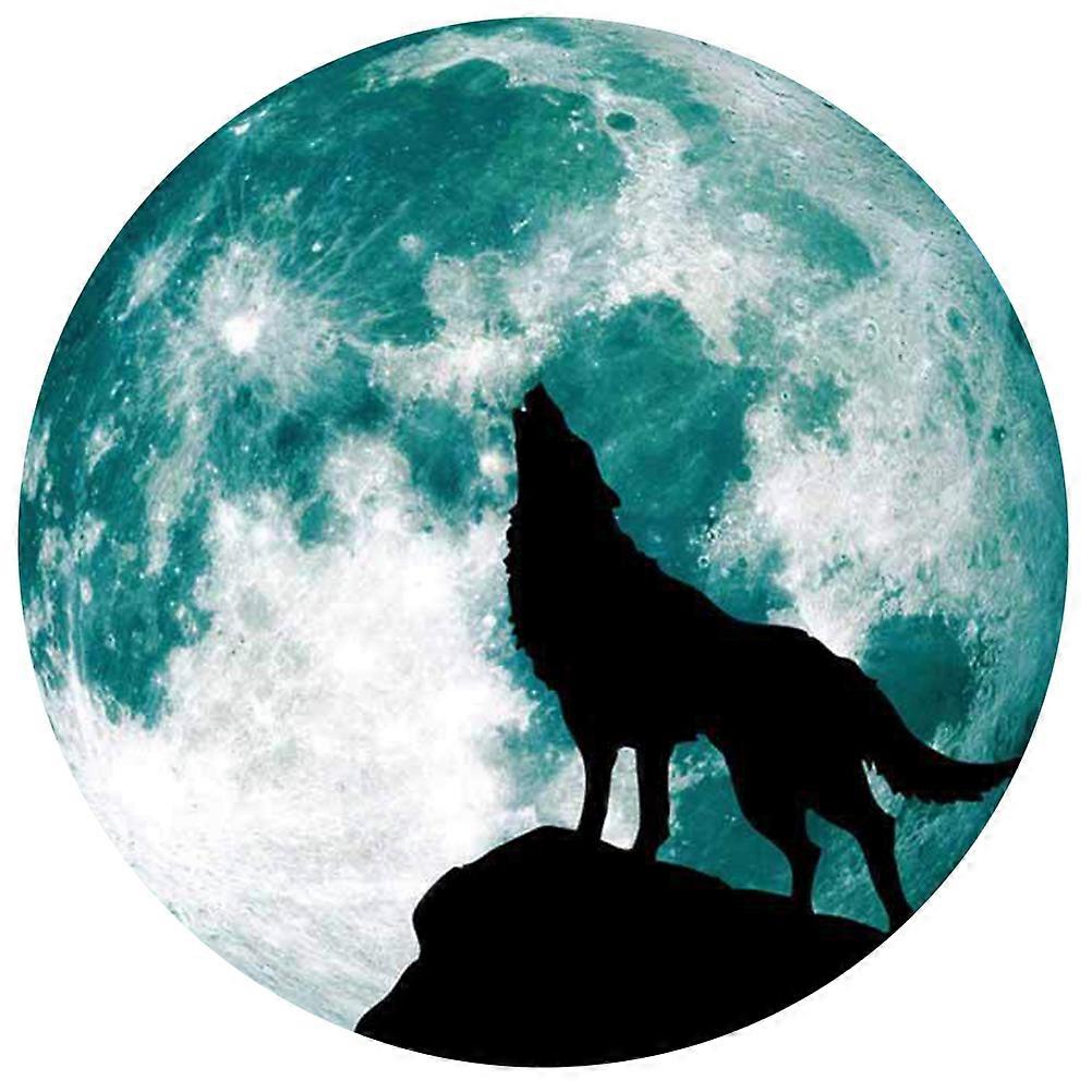 Glowing Wall Sticker Luminous Moon And Wolf Pattern For Halloween Party 30X30Cm 1Pc