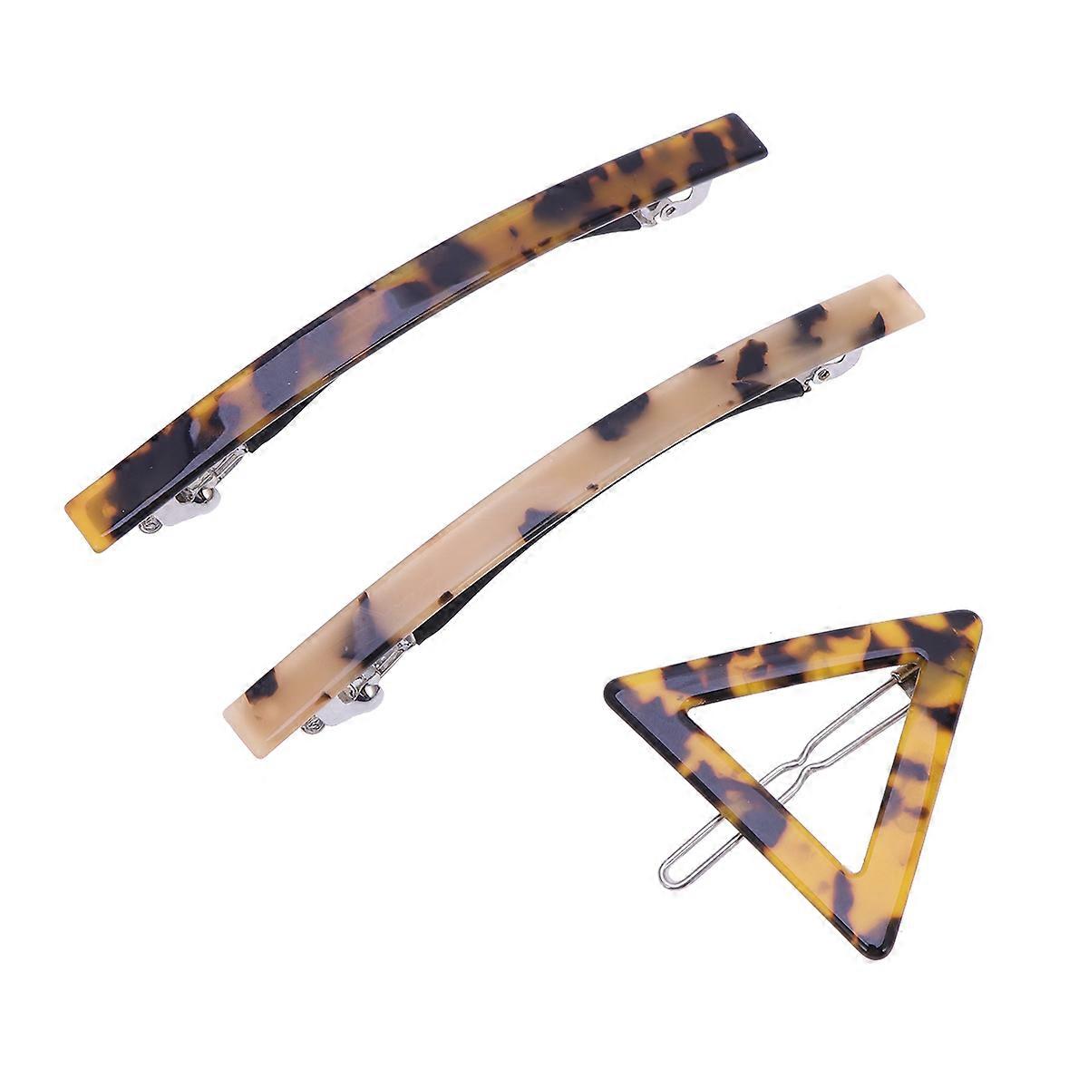 Vintage Leopard Print Acetate Hair Clips for Women – Lightweight Rhinestone Hairpins for Daily Wear & Special Occasions – Set of 3