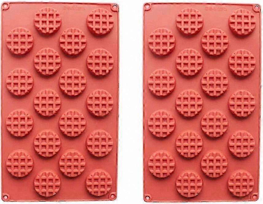 2pcs Silicone Mini Rectangle & Round Waffle Mold, Cookie Chocolate Candy Baking Pan Set