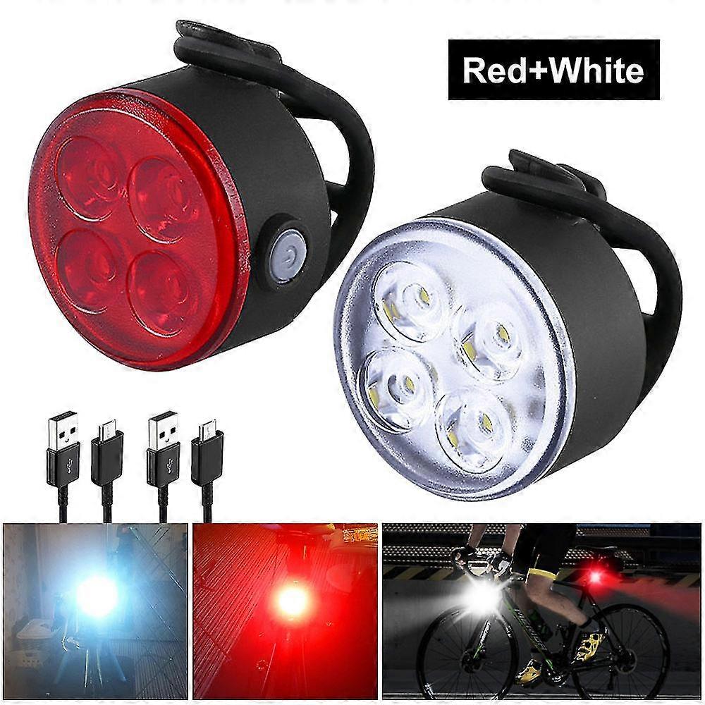 Mini Front & Rear Bike Light Set: 2 Pcs LED Bicycle Accessories with USB Charging Function for Cycling Tailight and Front Lamp