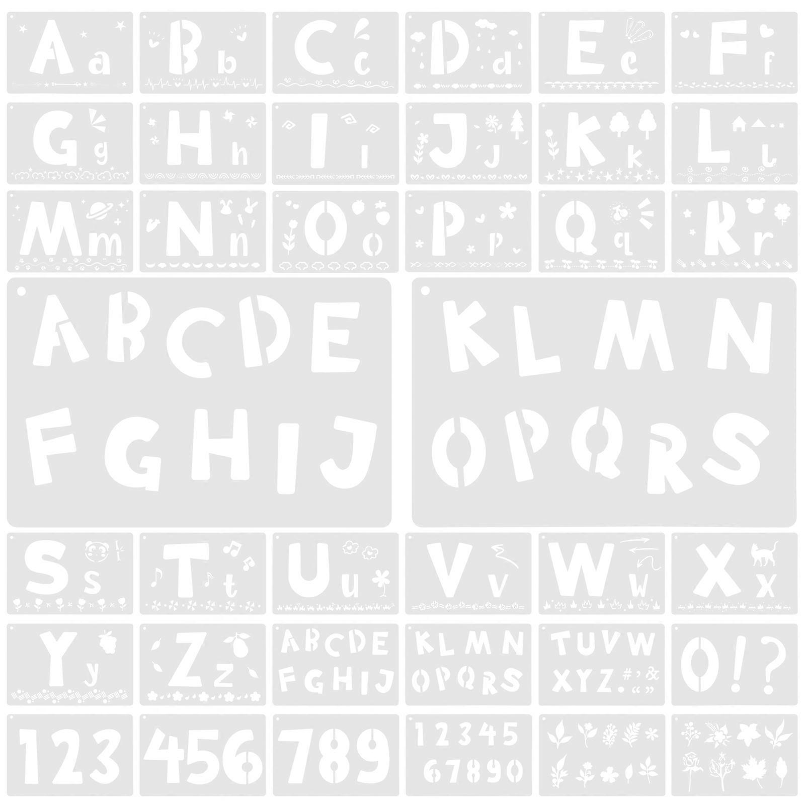 36pcs Reusable Pet Plastic Stencils Durable Alphabet Letters Numbers Templates DIY Art Painting Assistant Wall Canvas Scrapbooking Projects