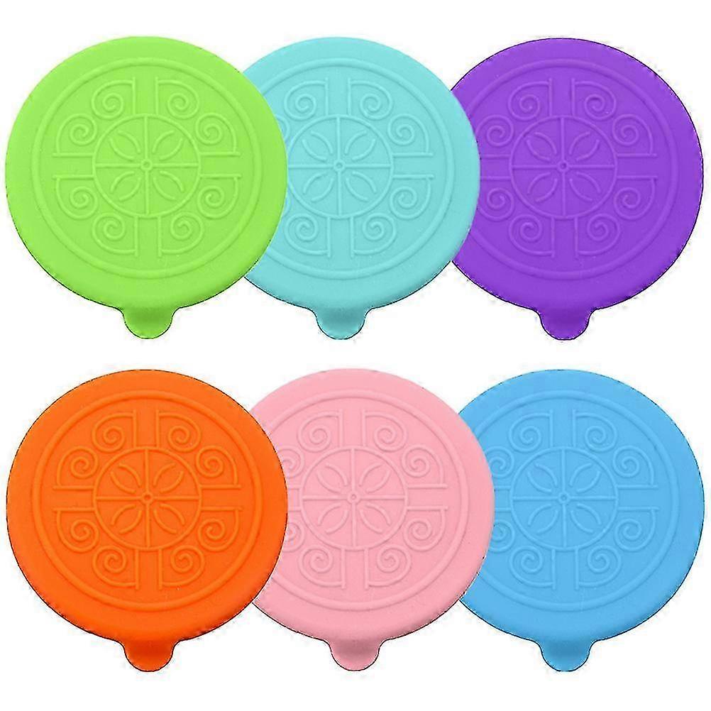 6pcs Reusable Silicone Lids for Sauce Cups & Condiment Containers 5.8x5.8cm Fits Salad Dressing Jars