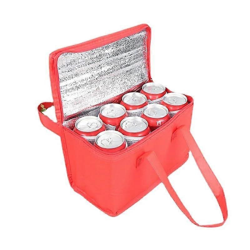 Food Thermal Bag Picnic Bag with Handle for Outdoor(Red,28x14x17cm)