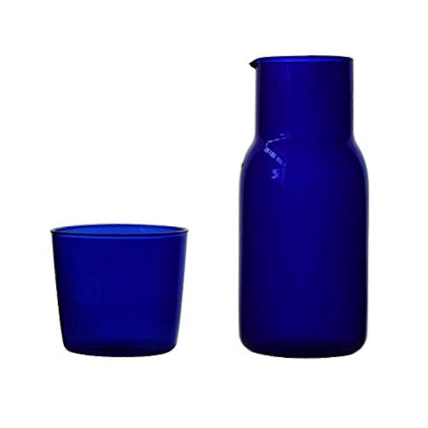 Glass Teacup Set Heat Resistant Transparent Candy Color Glass With Tea Pitcher And Juice Cup Blue