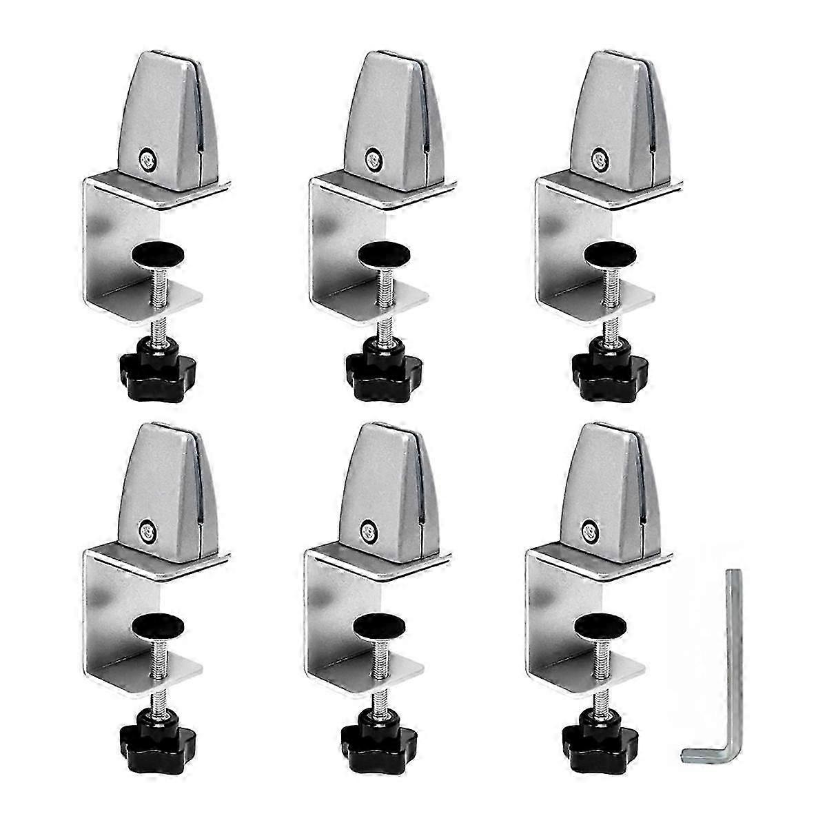Aluminum Adjustable Sneeze Guard Support Clip No Punch Partition Clip for 1/8 to 1 Inch Panels Suitable for Acrylic A