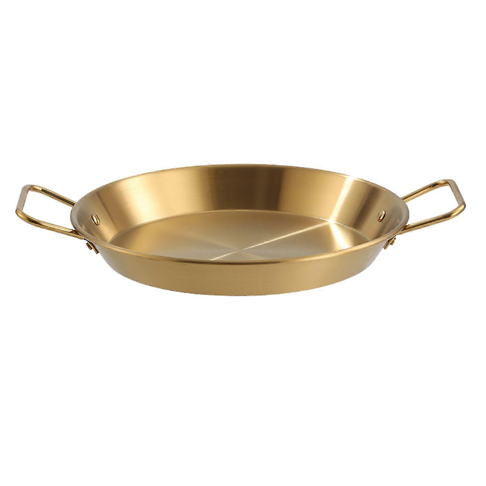 Dual Loop Handle Frying Pans Uniform Heat Transfer Stainless Steel Dual Handle Flat Bottom Skillet for Cooking Seafood