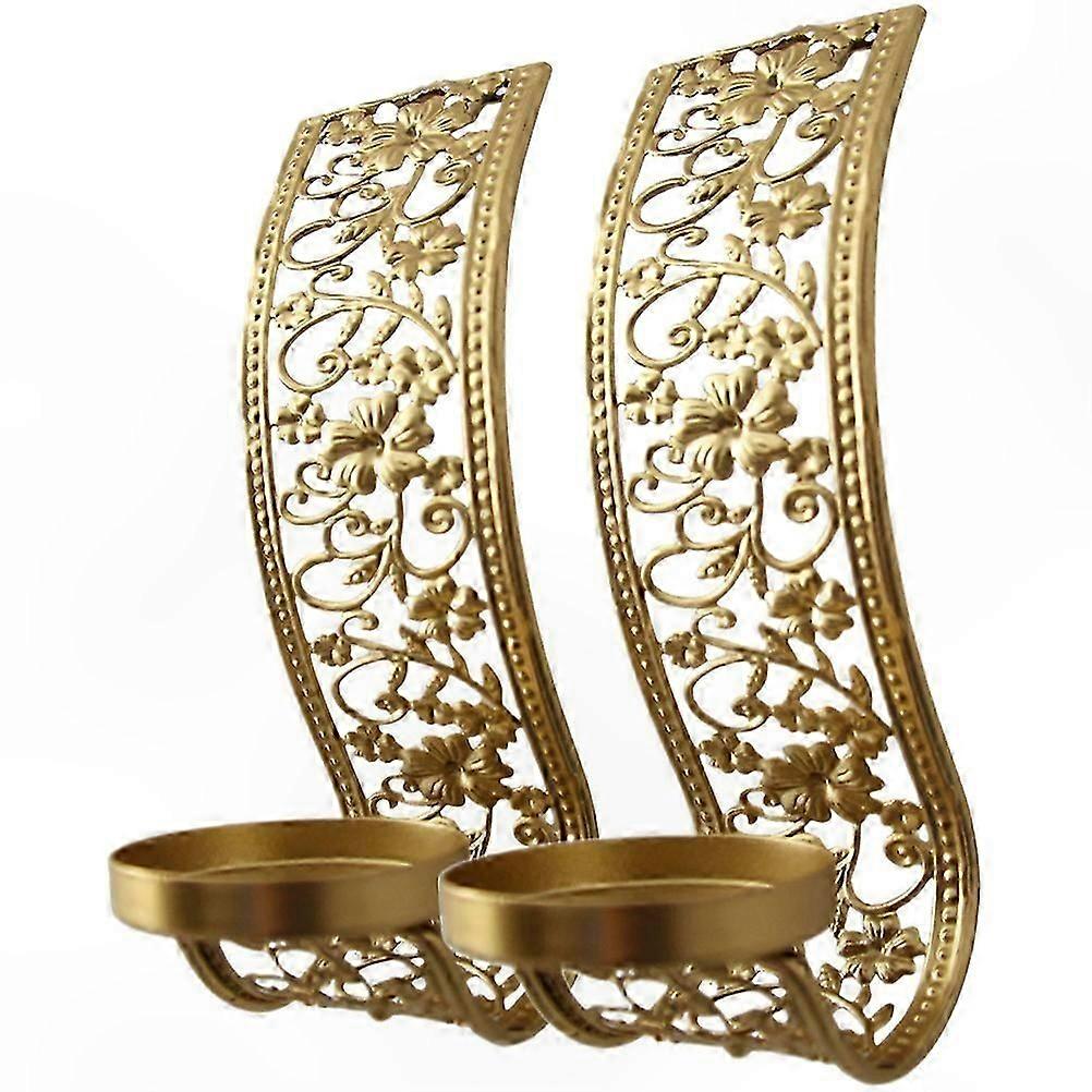 2-Pack Metal Wall Candle Holders, Hollow Middle Eastern Design