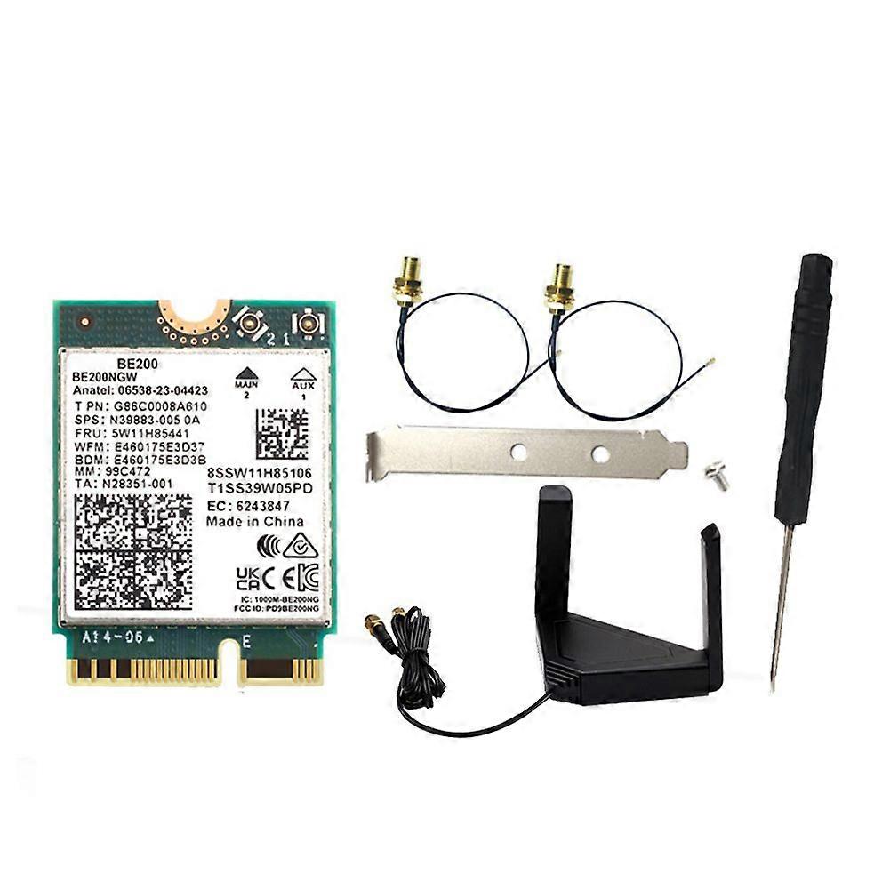 BE200 BE200NGW WIFI 7 WiFi Card+Antenna Kit BT 5.4 802.11AX Tri-Band M.2 NGFF Wireless Network Adap