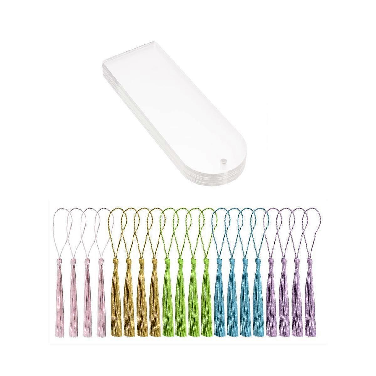 Blank Clear Acrylic Bookmarks 20Pcs Rectangle Craft Transparent Acrylic Book Markers with 20Pcs Sma