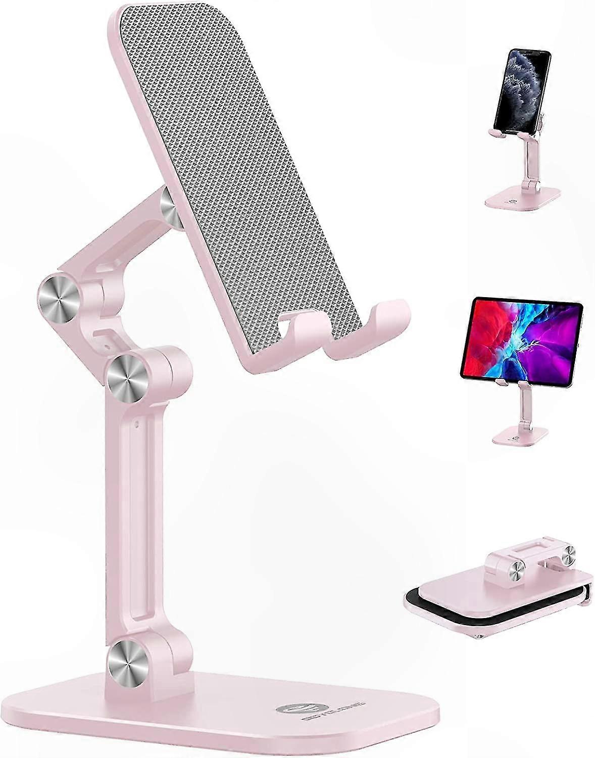Adjustable Phone Stand for Desk, Foldable Holder Compatible with 4-12.9 Inch Devices, Adjustable Height and Angle Support