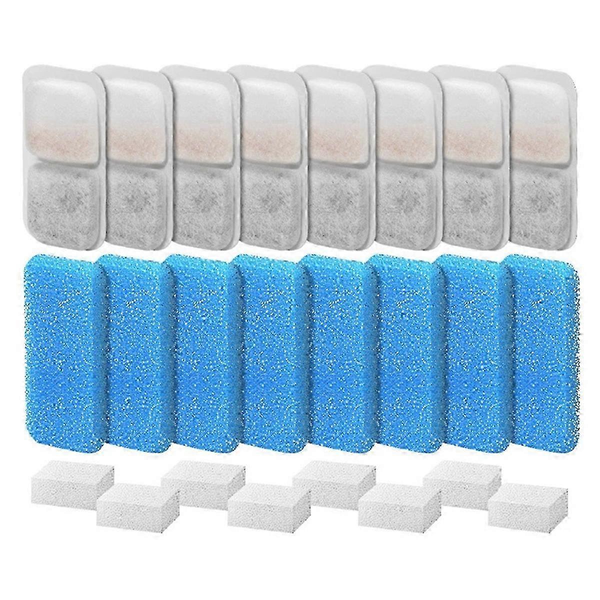 Cat Water Fountain Filter Replacement Set: 8 Pack for Automatic Pet Water Fountain Sponges and Filters
