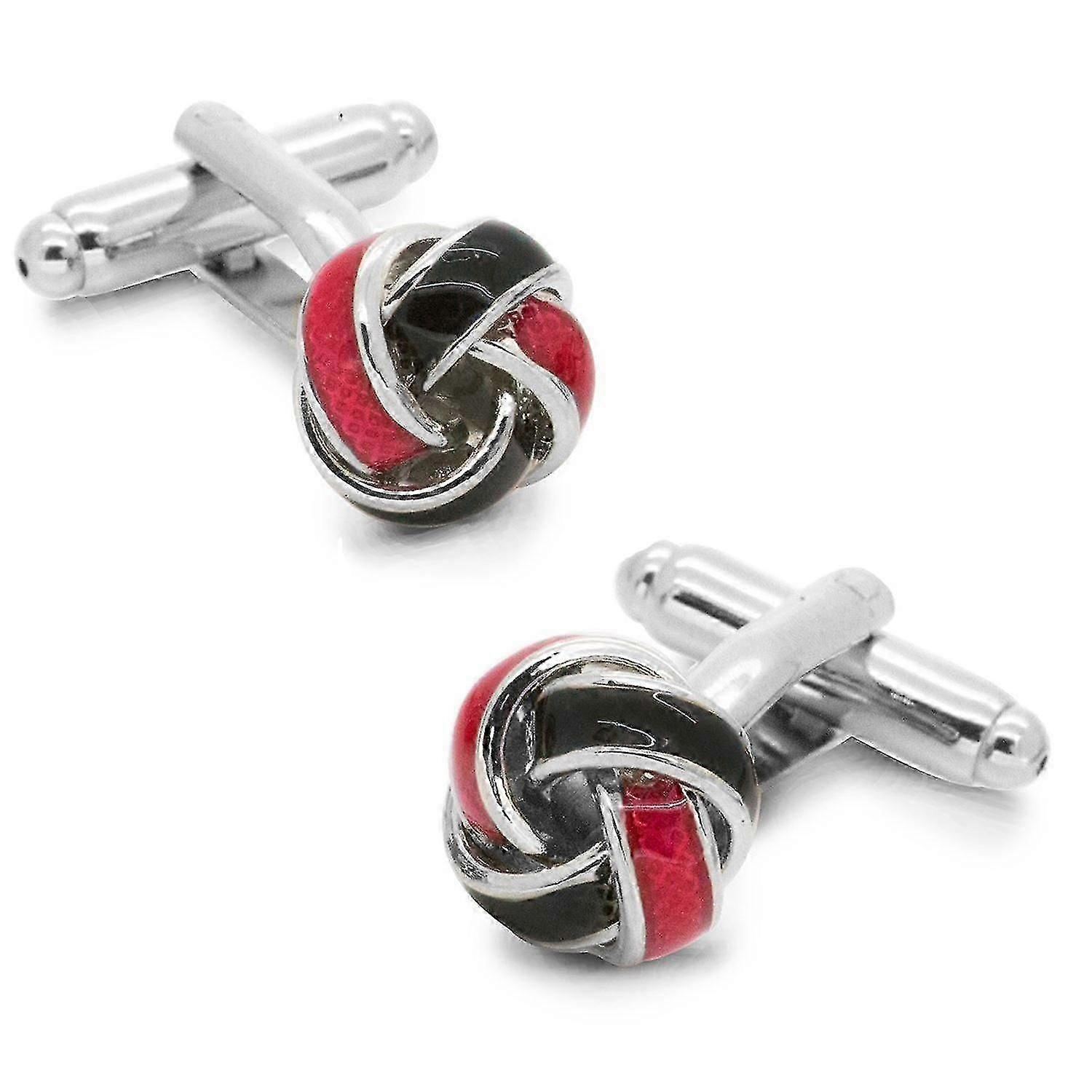 Red & Black Knot Twisted Cufflinks Silver Tone Cuff Links For All Occasions