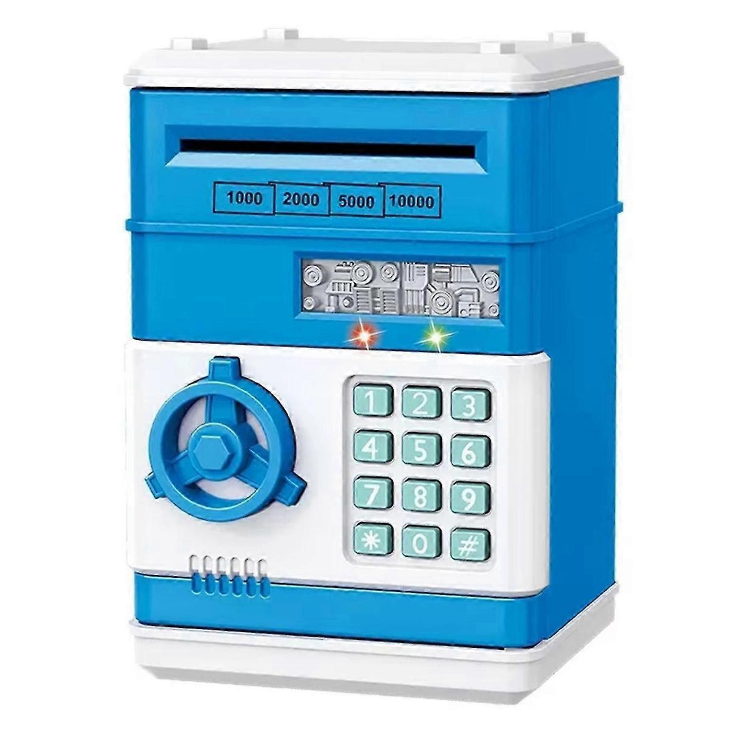 Piggy Bank Automatic Mini Security Coin Cash Savings Box Blue