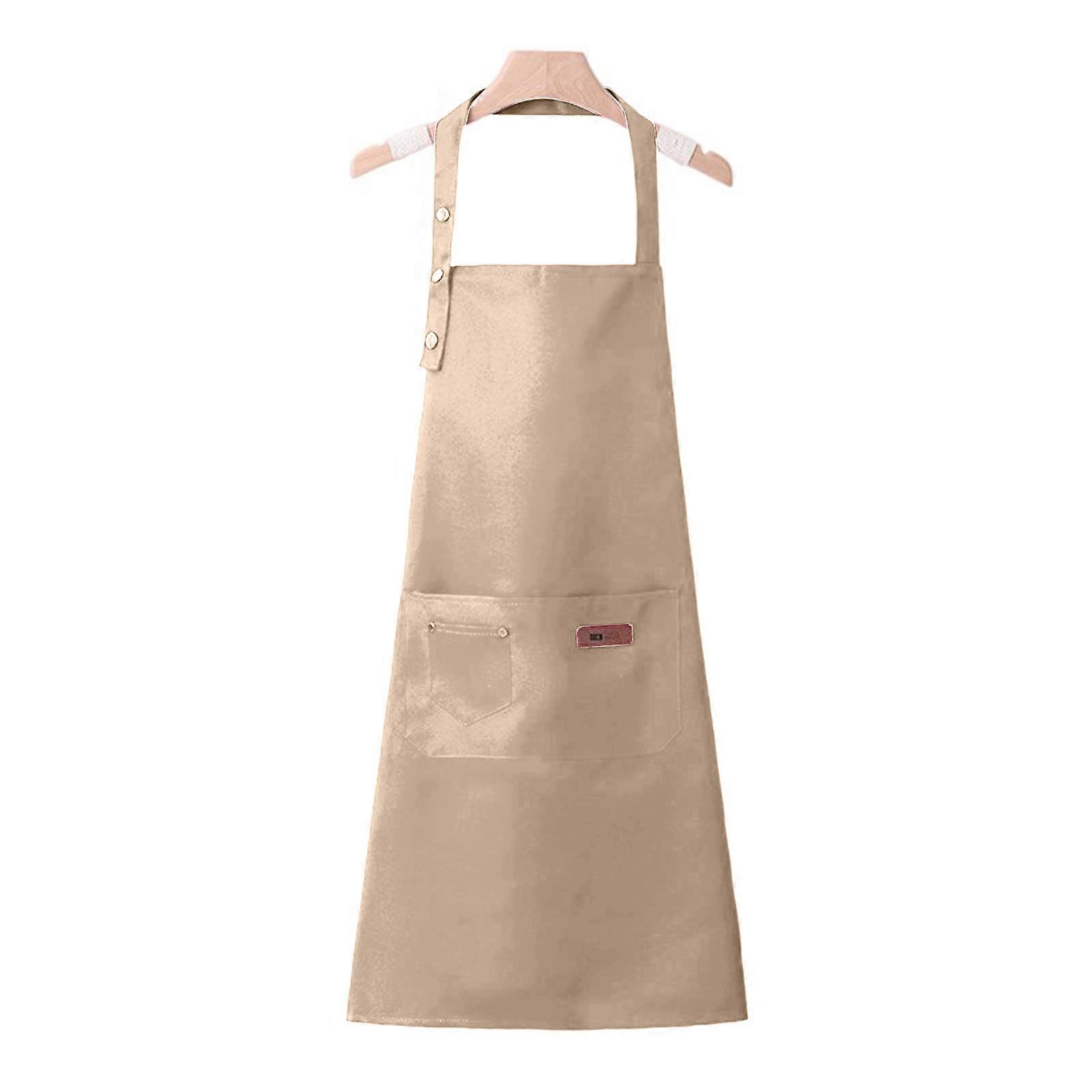 Adjustable 3 Button Apron With Oil Resistant Polyester Fabric For Cooking Gardening And Crafts  Khaki