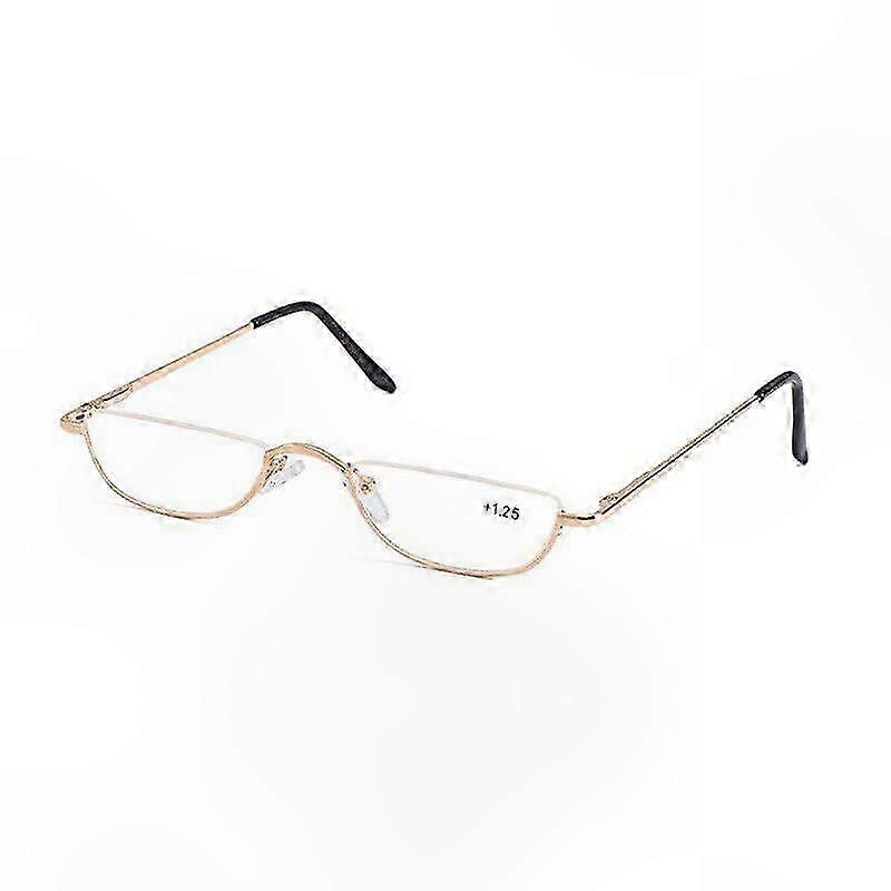 Unisex Reading Glasses with Spring Hinges, Half Moon Design, Semi Rimless Frames for +1.0 to +4.0 Magnification