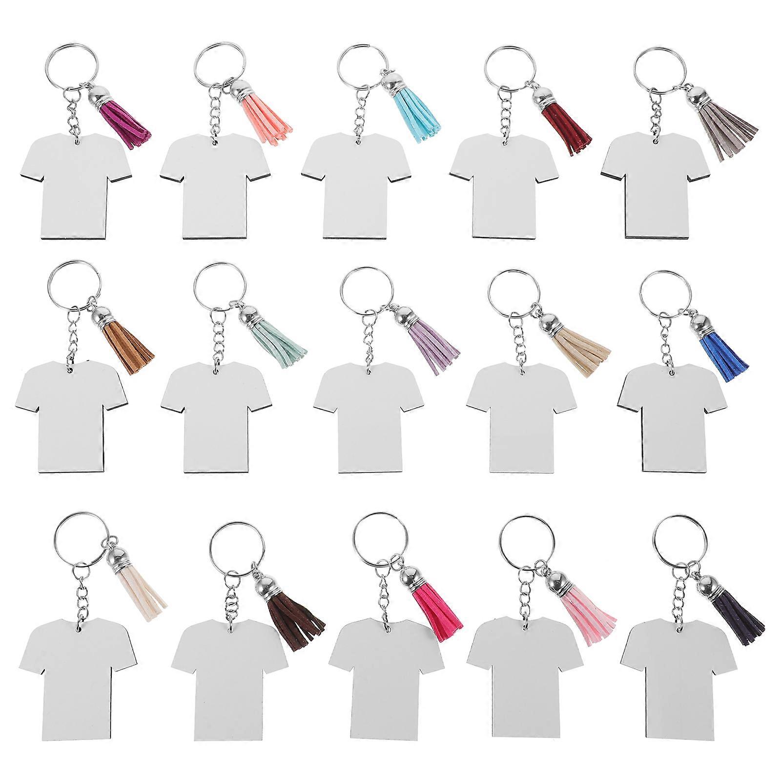 Blank Keychains Mdf for Decoration 60Sets Sublimation Handicraft Bulk Kit