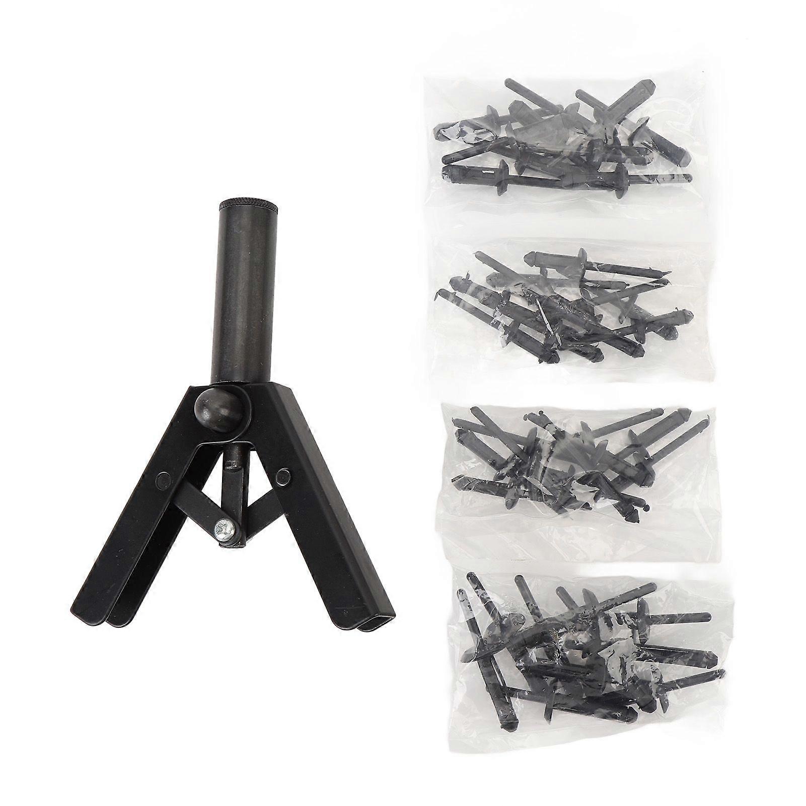 Rivet Tool Set Single Handed Professional Hand Riveter Tool Manual Riveting Tool with 40 Plastic Rivets for Car Door Panels