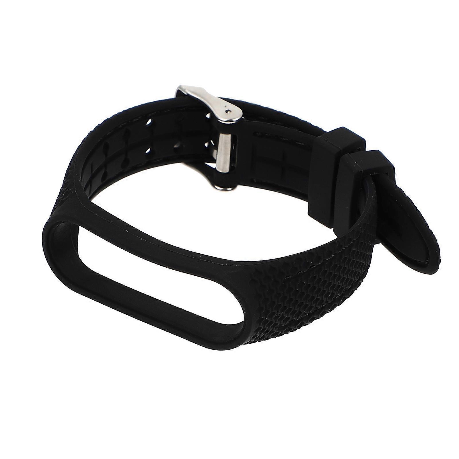 Breathable Wristband Strap Compatible for Mi Band 5 Black Silicone Honeycomb Pattern 1Pack