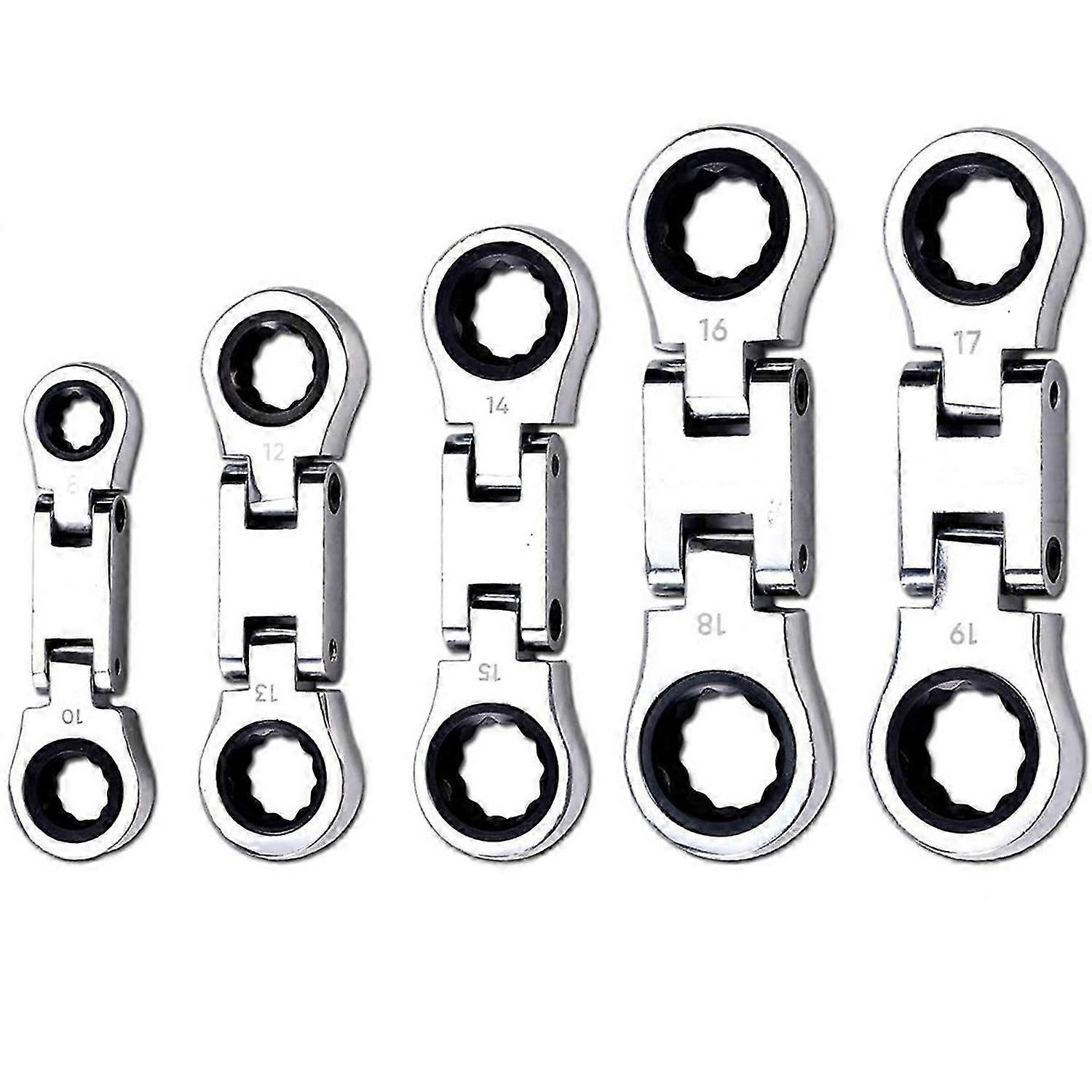 Flex-Head Stubby Ratcheting Combination Wrench Set, Mini Wrench Set