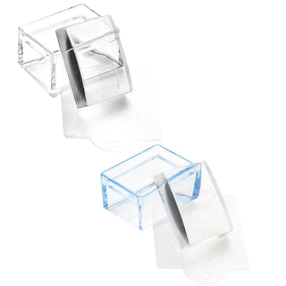 Square Manicure Stamper Plastic Tool for Nail Art Transfer 4Pcs